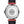 DAEM nassau black dial watch with perforated red leather strap back