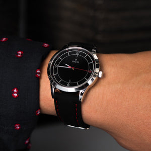 DAEM Bedford black dial black rubber strap watch