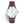 DAEM slate white dial watch with grey hands brown leather front